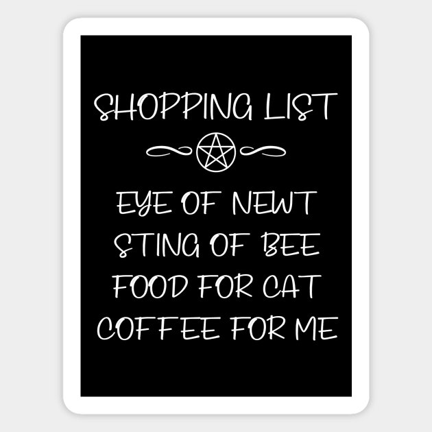 Cat Food and Coffee Witch Shopping List Cheeky Witch® Magnet by Cheeky Witch